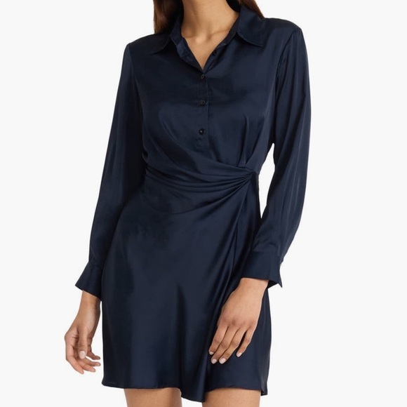 Donna Morgan Navy Shirt Dress Size 4 - Picture 1 of 3